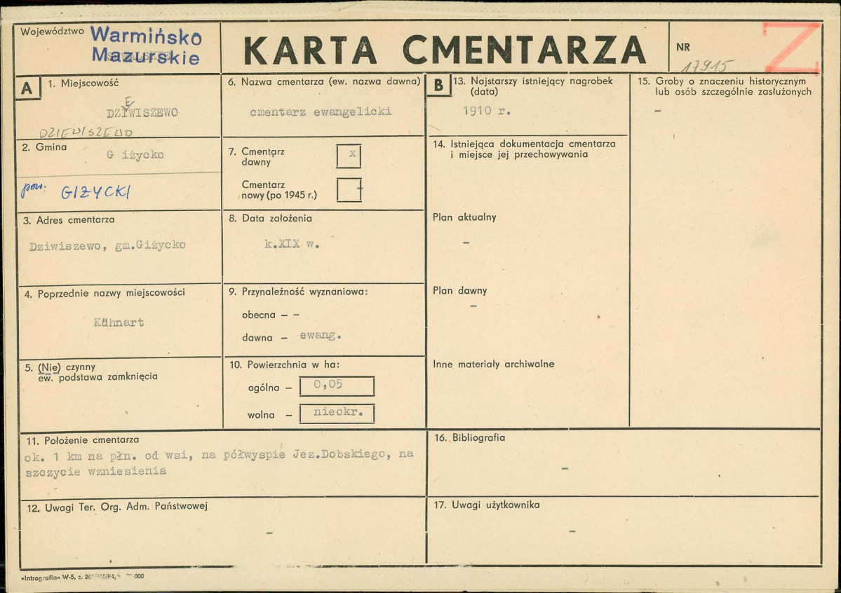 KC - Karta cmentarza, skan nr 1