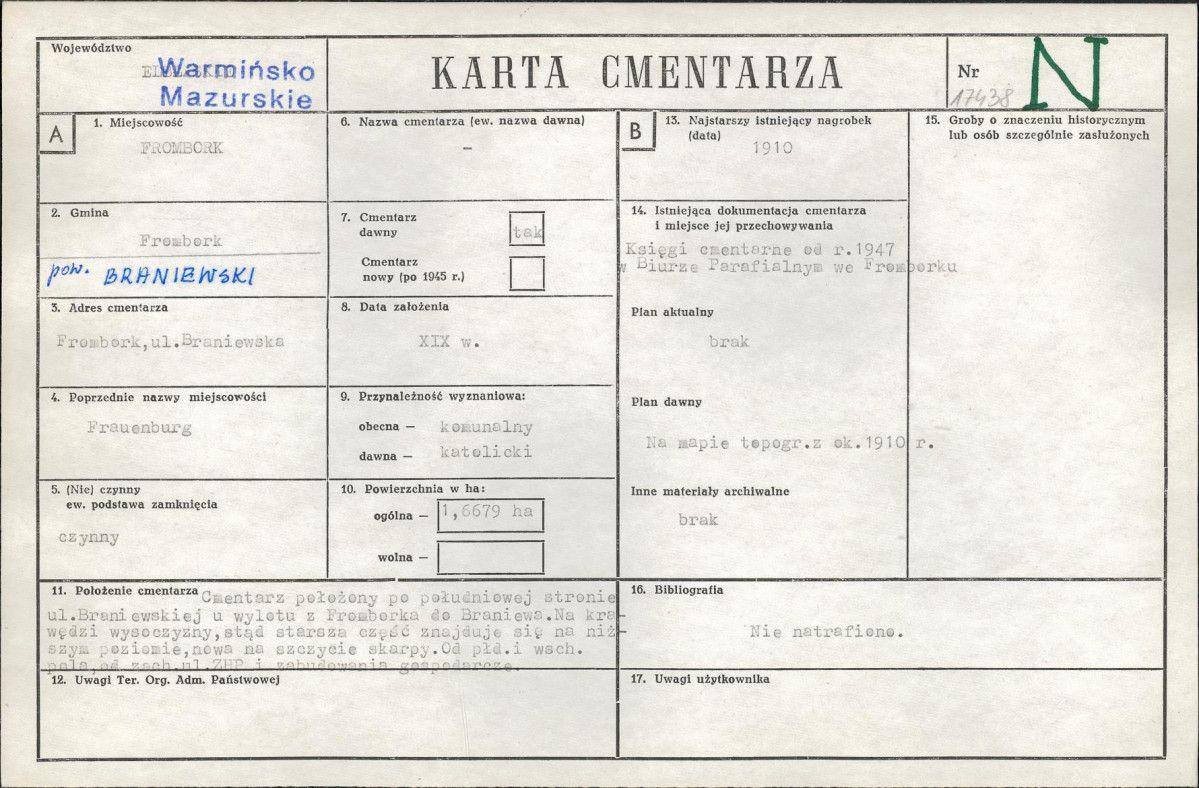 Karta cmentarza, skan nr 1