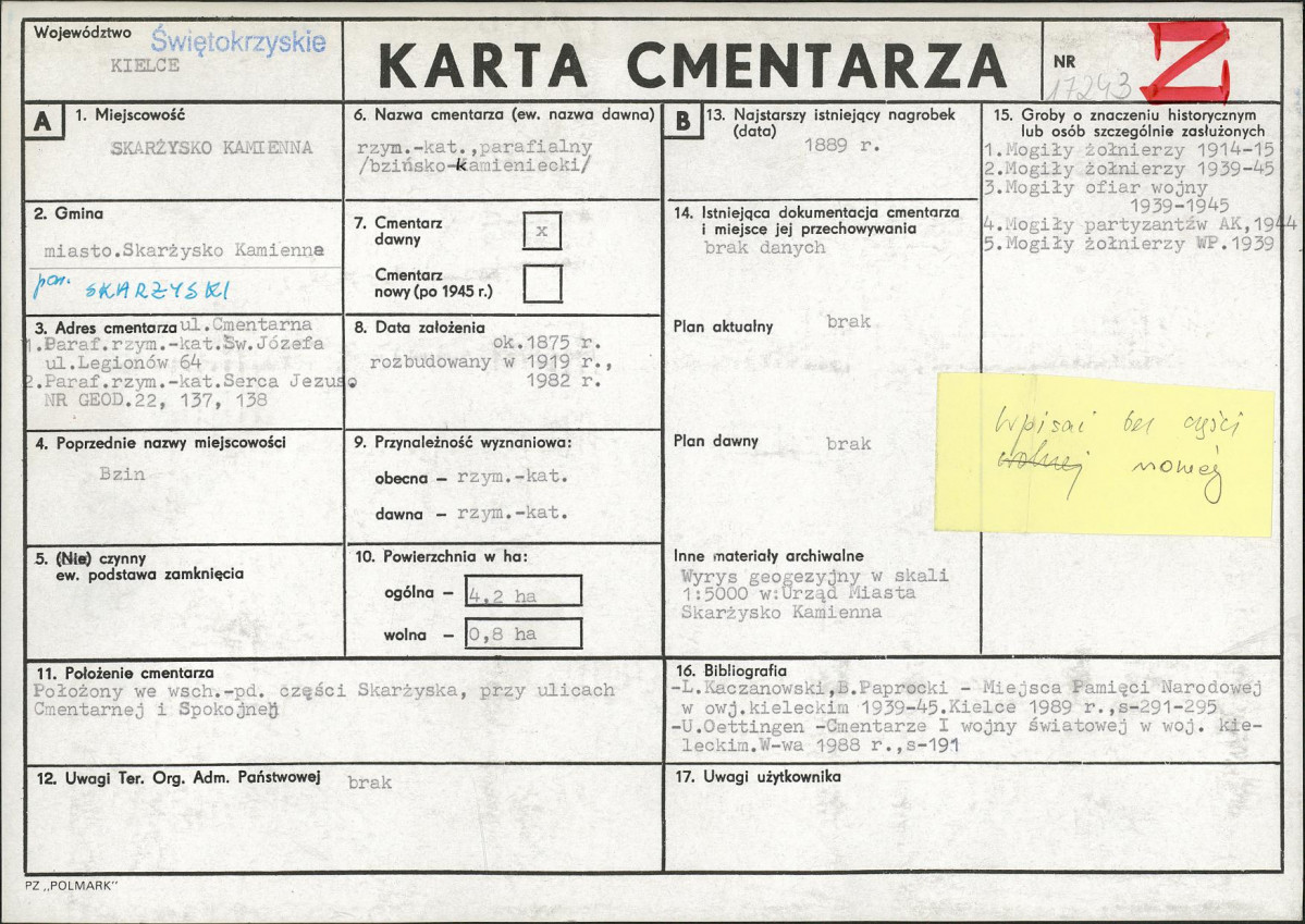 Karta cmentarza, skan nr 1
