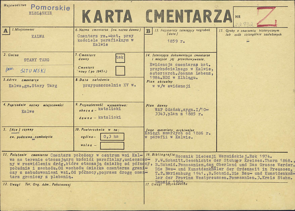 KC - Karta cmentarza, skan nr 1