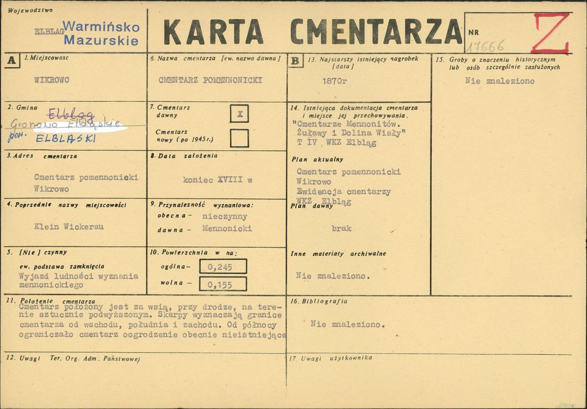 KC - Karta cmentarza, skan nr 1