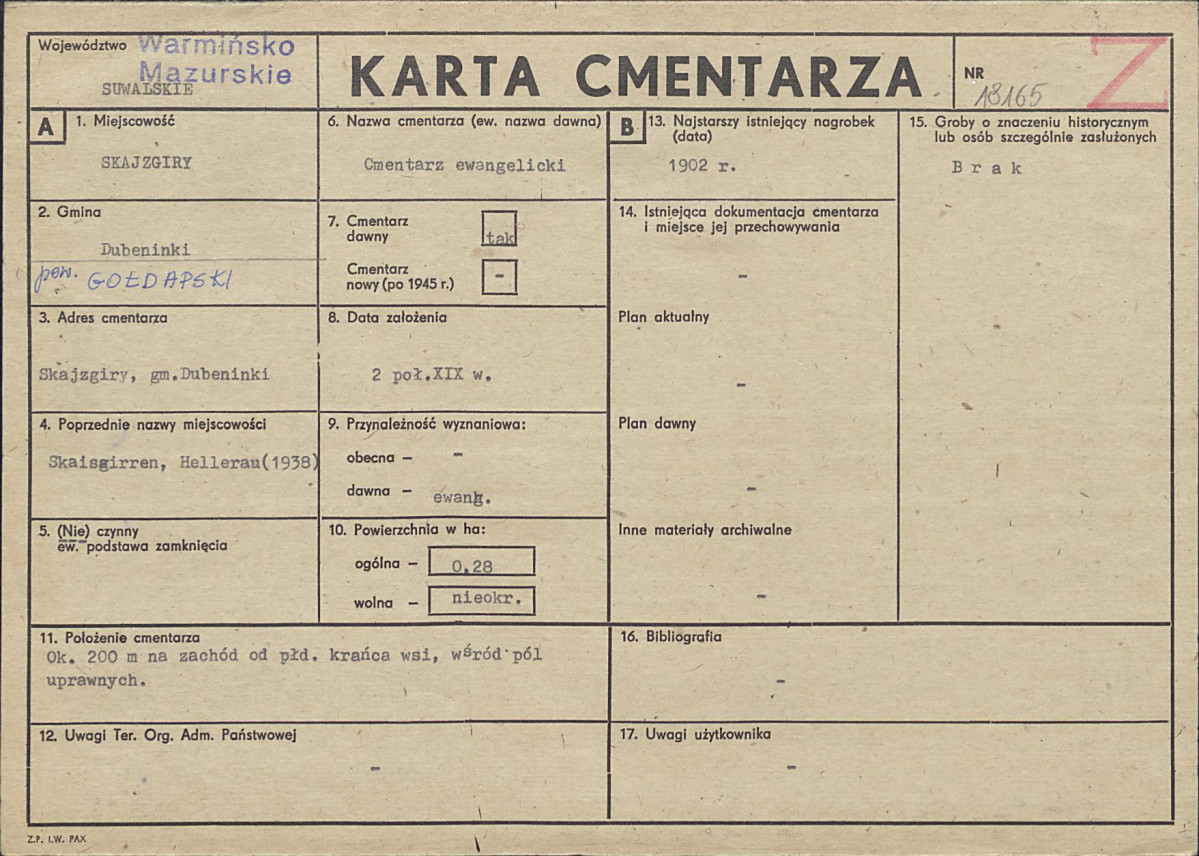 Karta cmentarza, skan nr 1