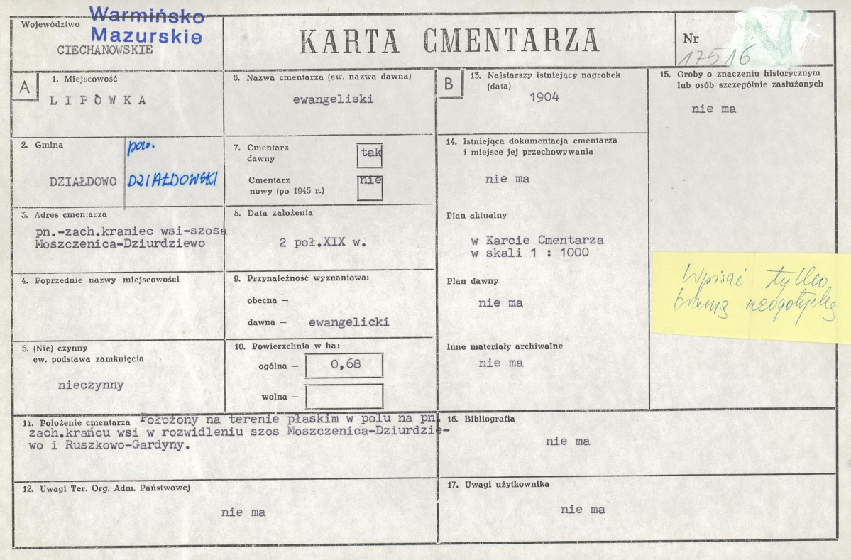 Karta cmentarza, skan nr 1