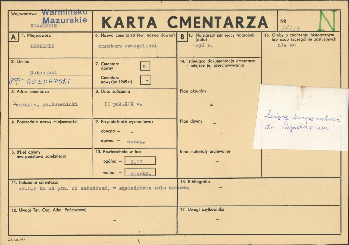 Karta cmentarza, skan nr 1