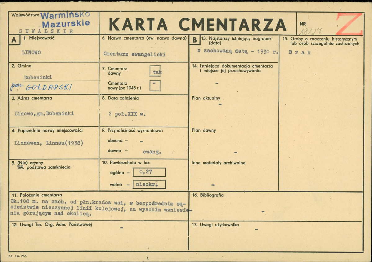 Karta cmentarza, skan nr 1