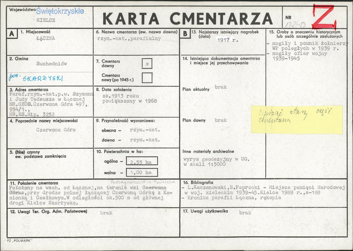 Karta cmentarza, skan nr 1