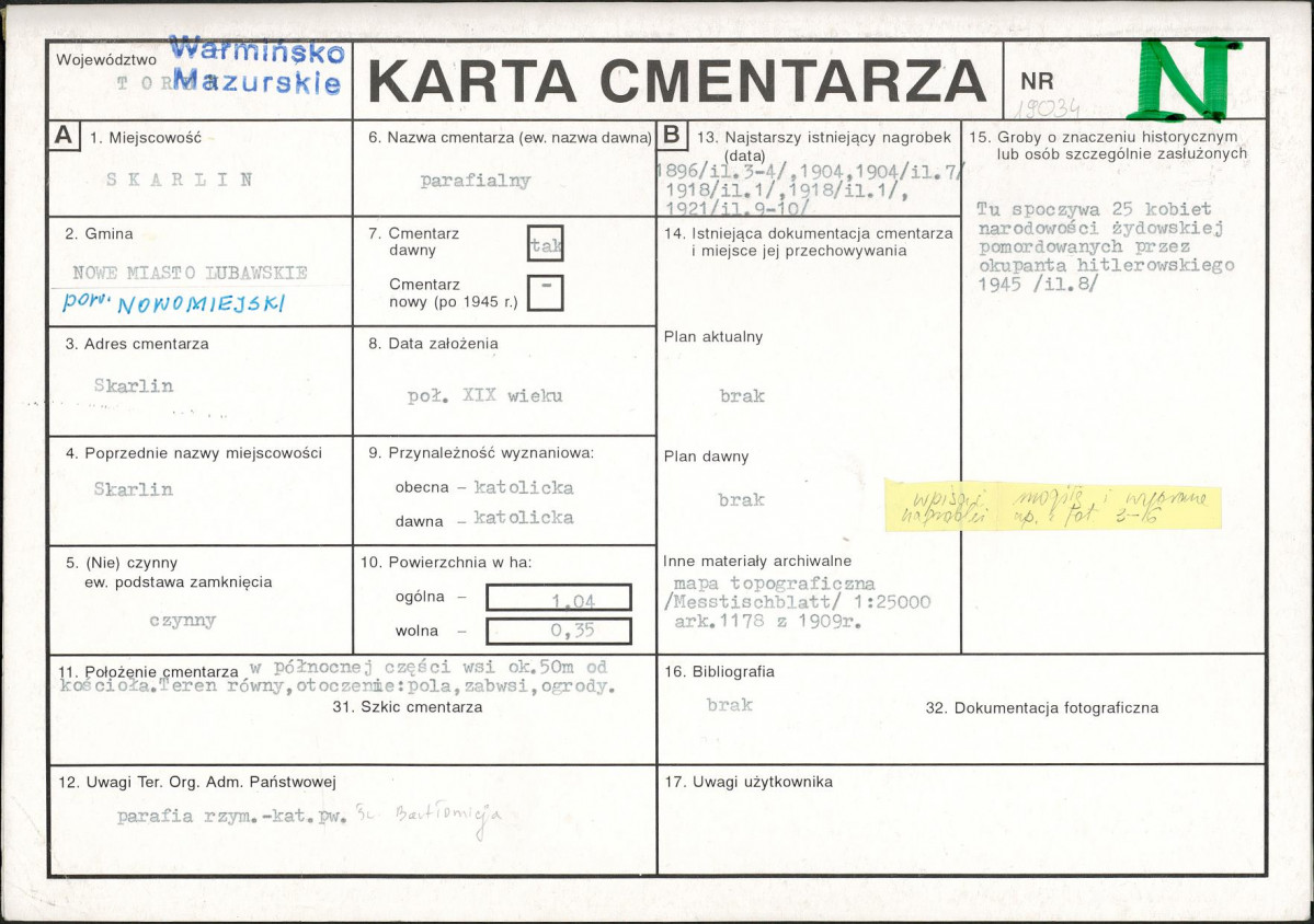 Karta cmentarza, skan nr 1