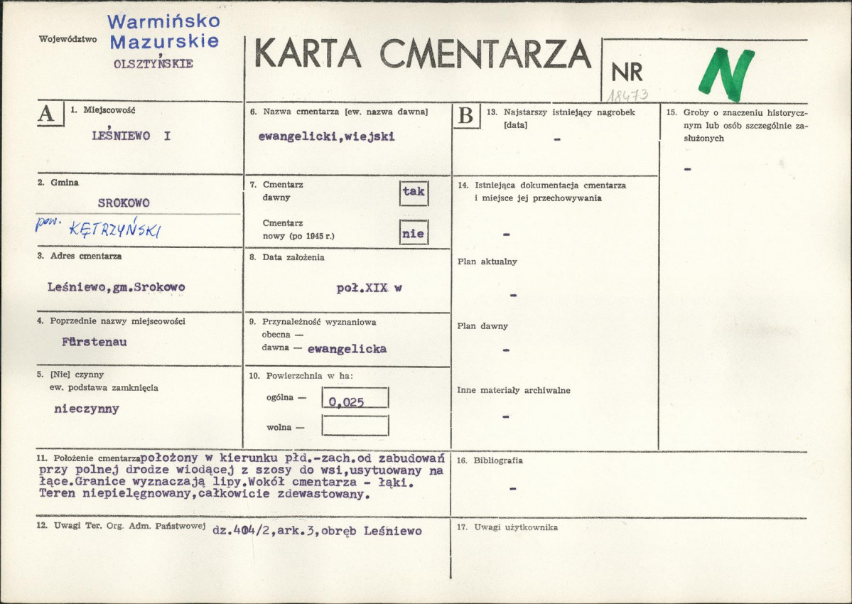 KC - Karta cmentarza, skan nr 1