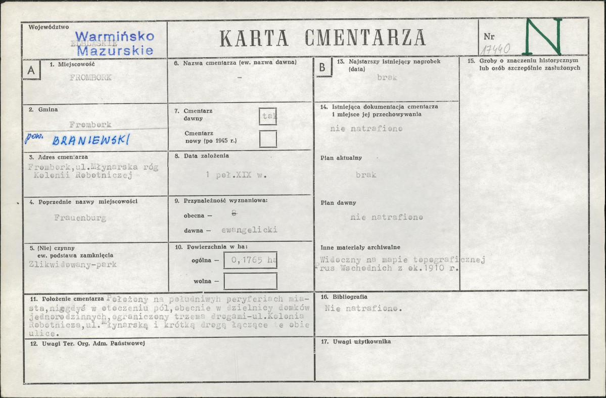Karta cmentarza, skan nr 1