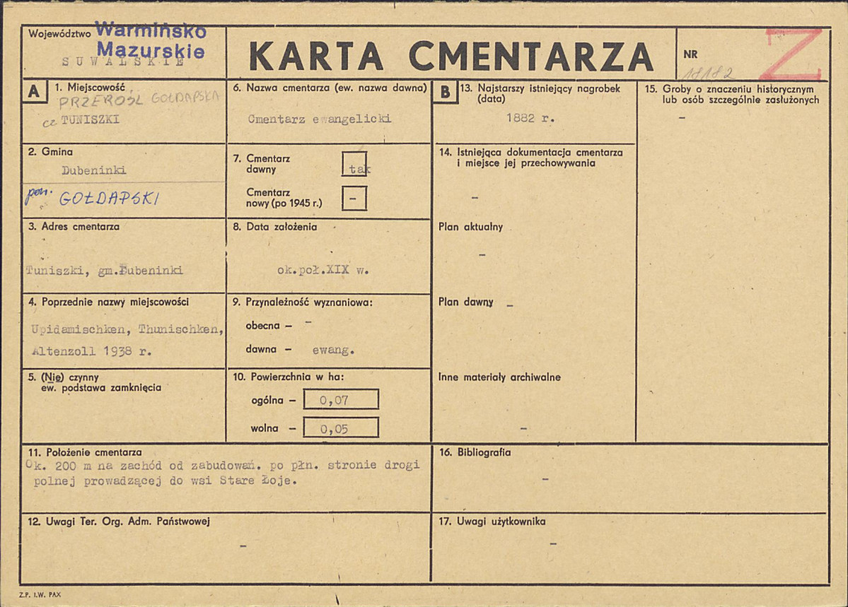 KC - Karta cmentarza, skan nr 1