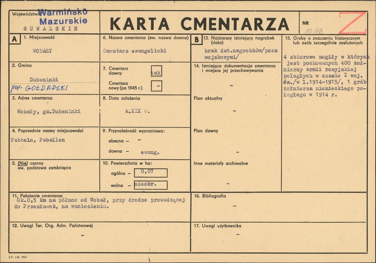 Karta cmentarza, skan nr 1