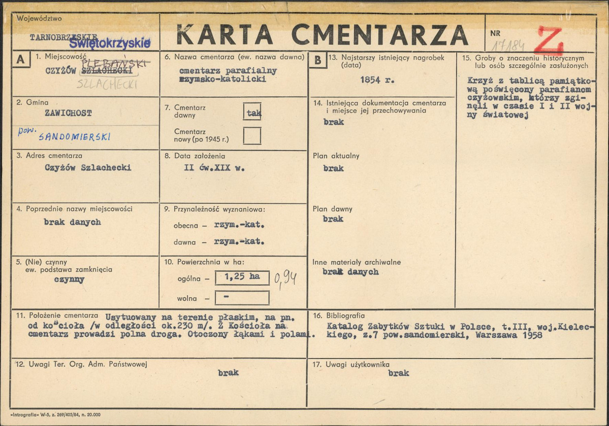 Karta cmentarza, skan nr 1