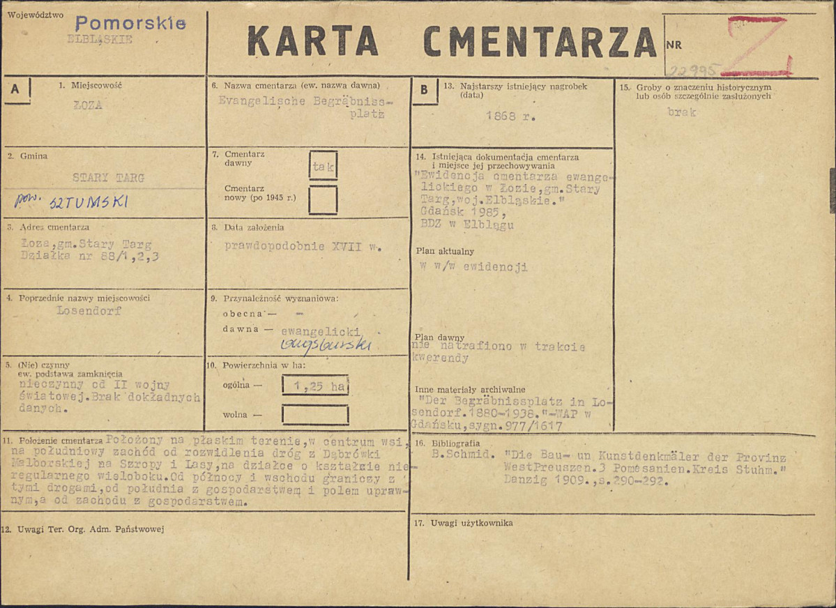 KC - Karta cmentarza, skan nr 1