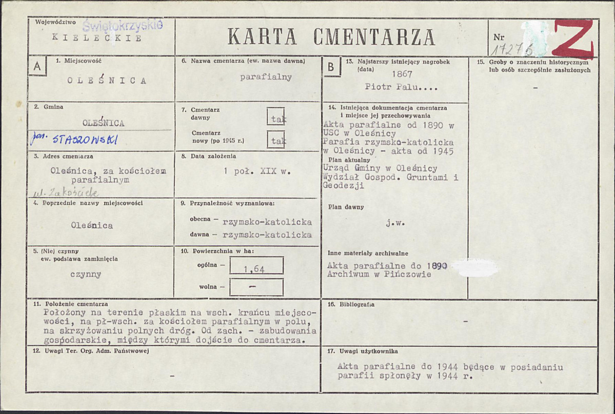 Karta cmentarza, skan nr 1