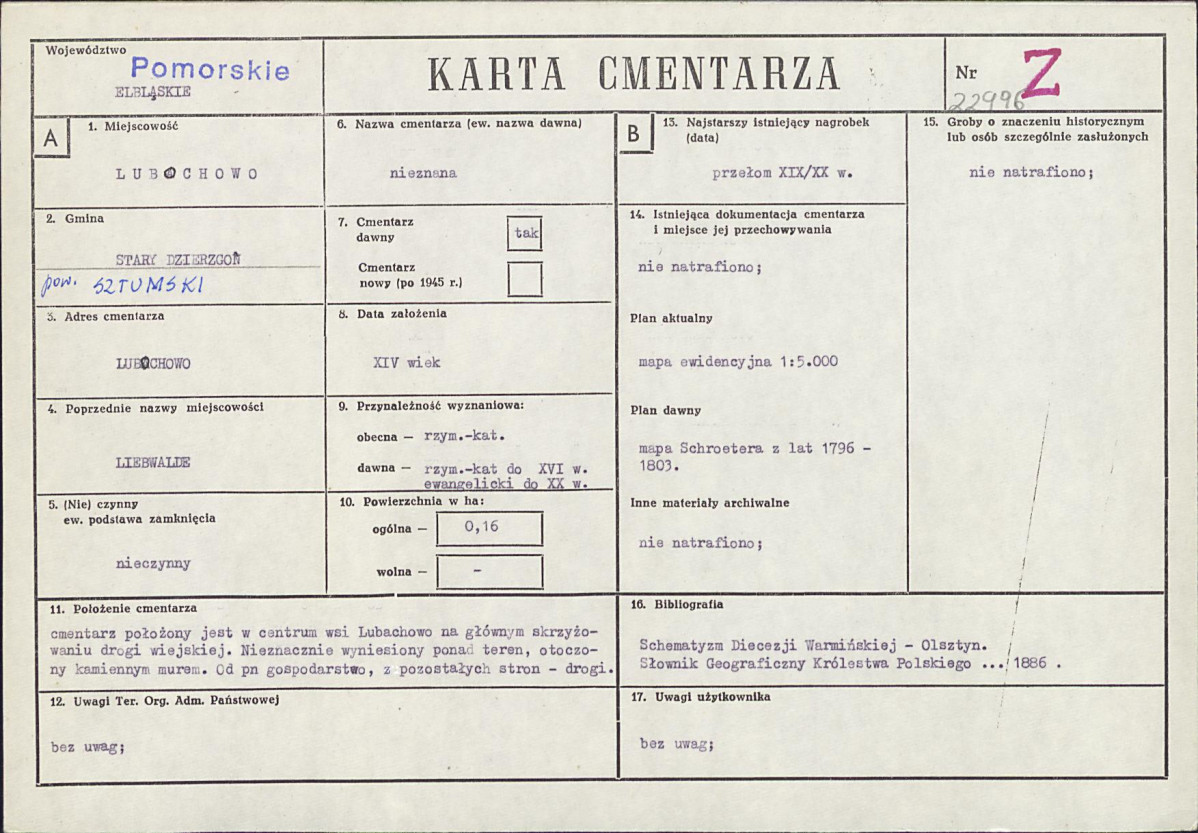 KC - Karta cmentarza, skan nr 1