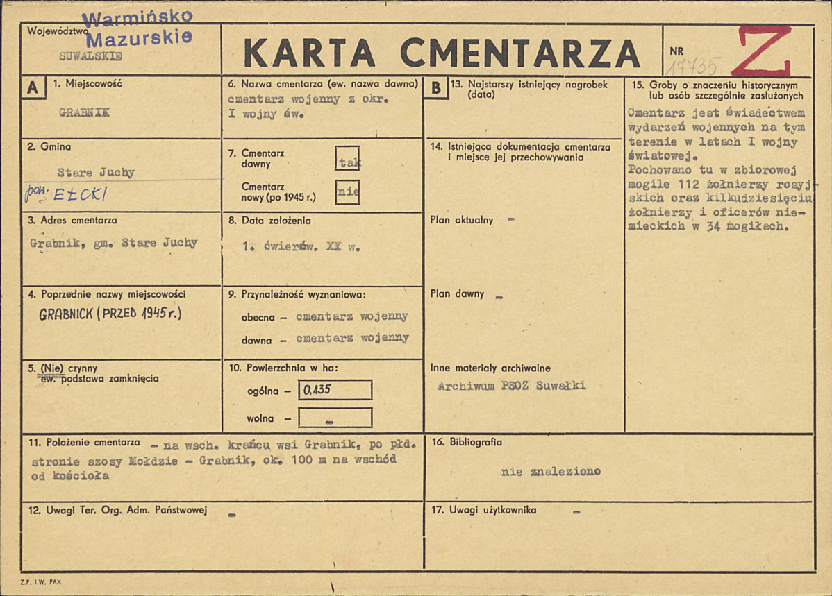 Karta cmentarza, skan nr 1
