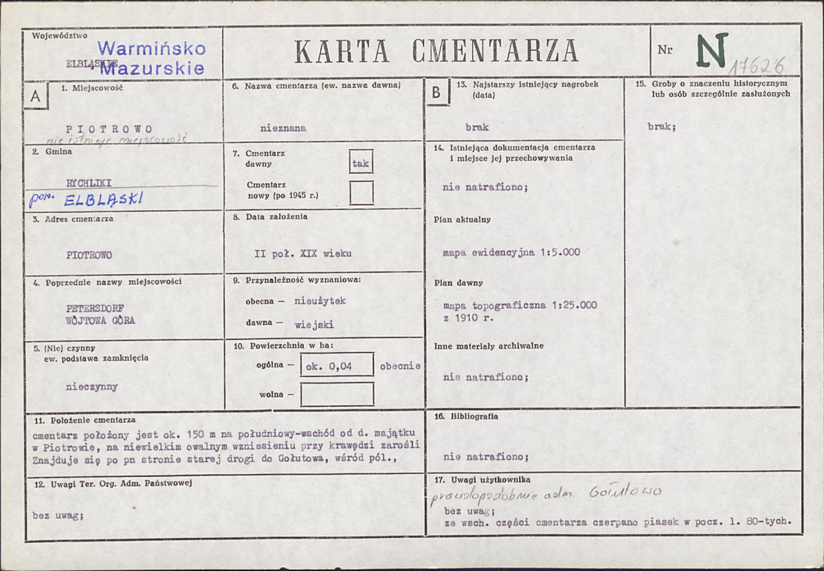 KC - Karta cmentarza, skan nr 1