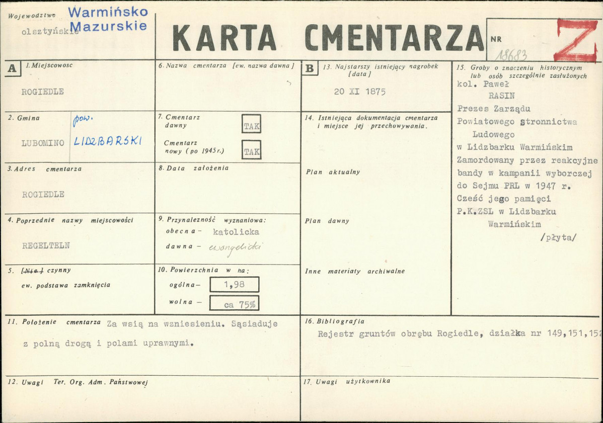 Karta cmentarza, skan nr 1