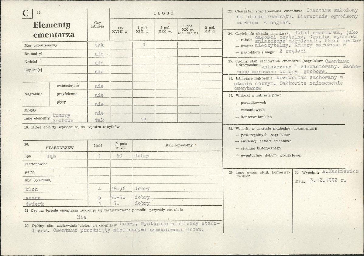 KC - Karta cmentarza, skan nr 2