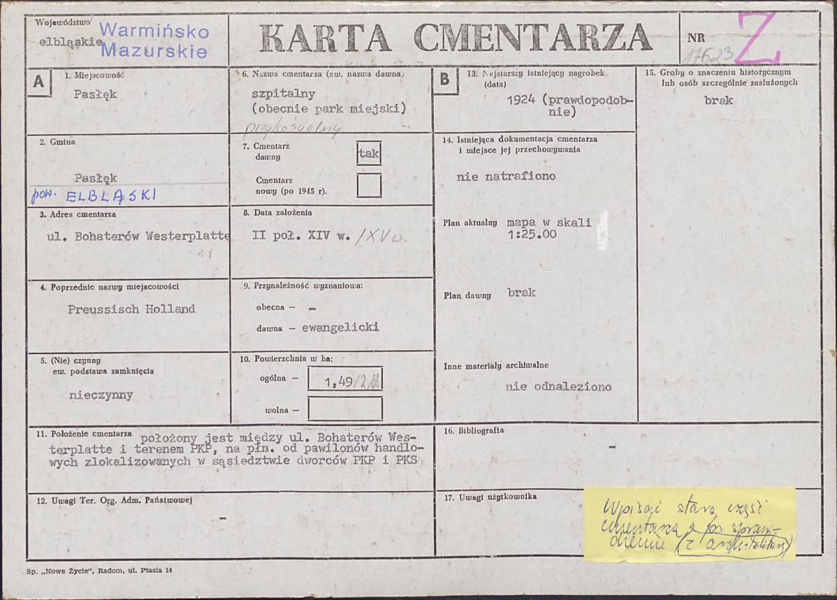 Karta cmentarza, skan nr 1