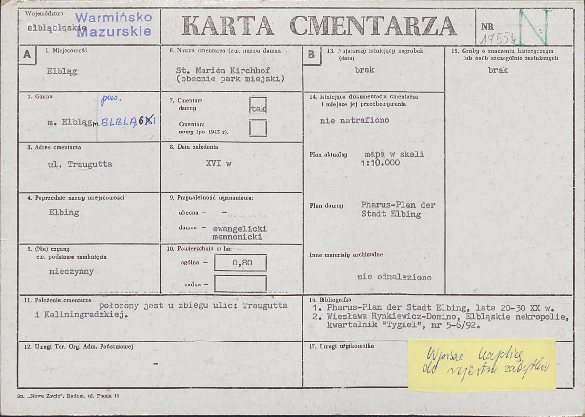 Karta cmentarza, skan nr 1