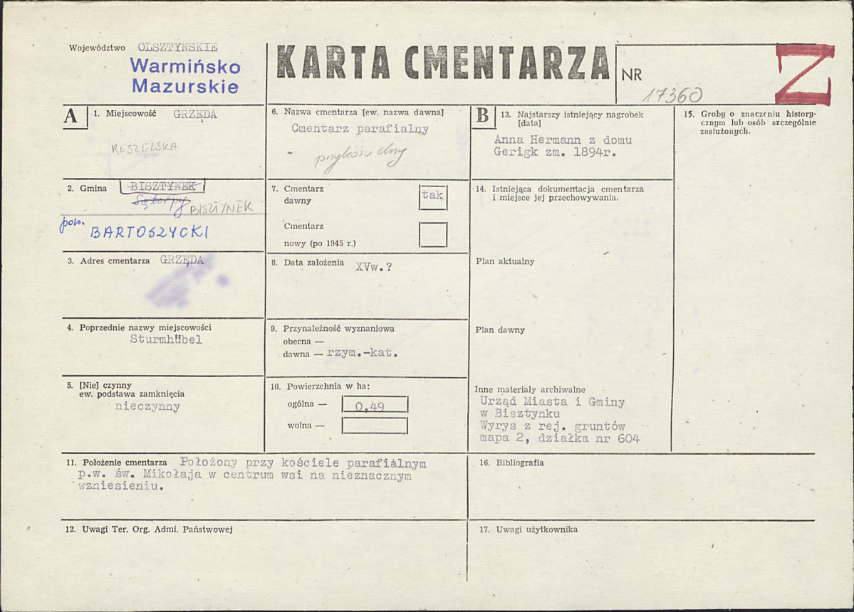 Karta cmentarza, skan nr 1