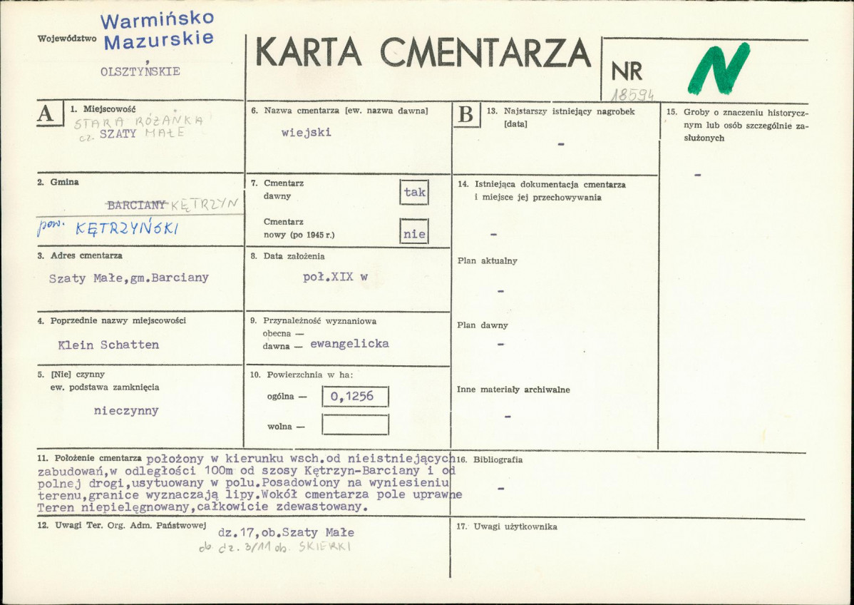 KC - Karta cmentarza, skan nr 1