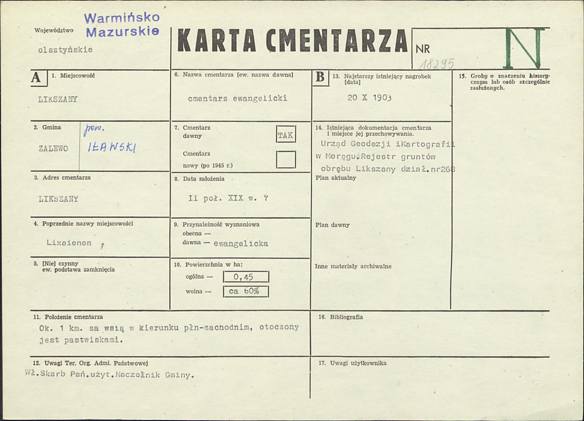 KC - Karta cmentarza, skan nr 1