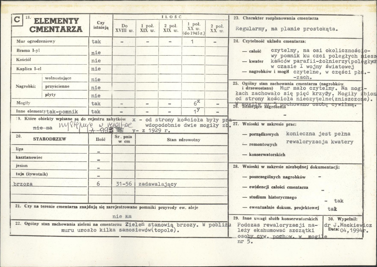 Karta cmentarza, skan nr 2