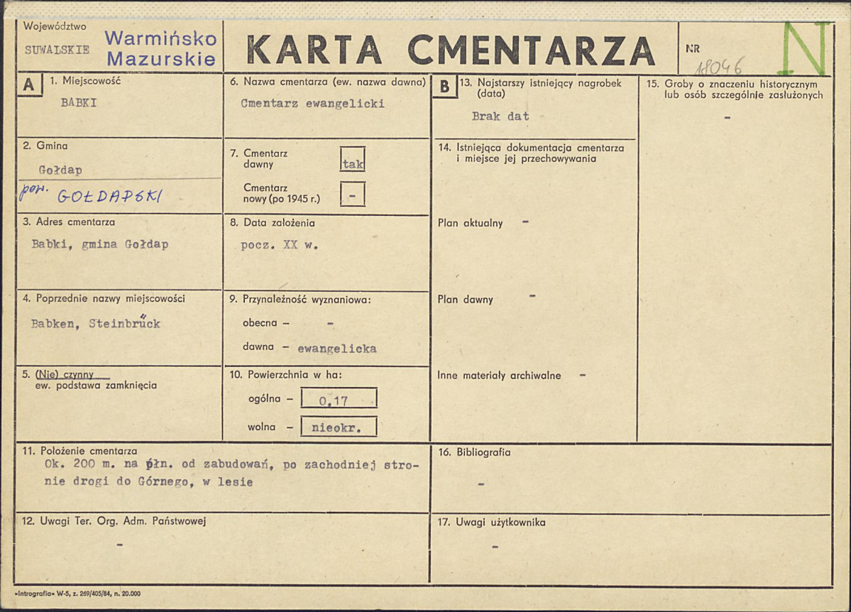 KC - Karta cmentarza, skan nr 1