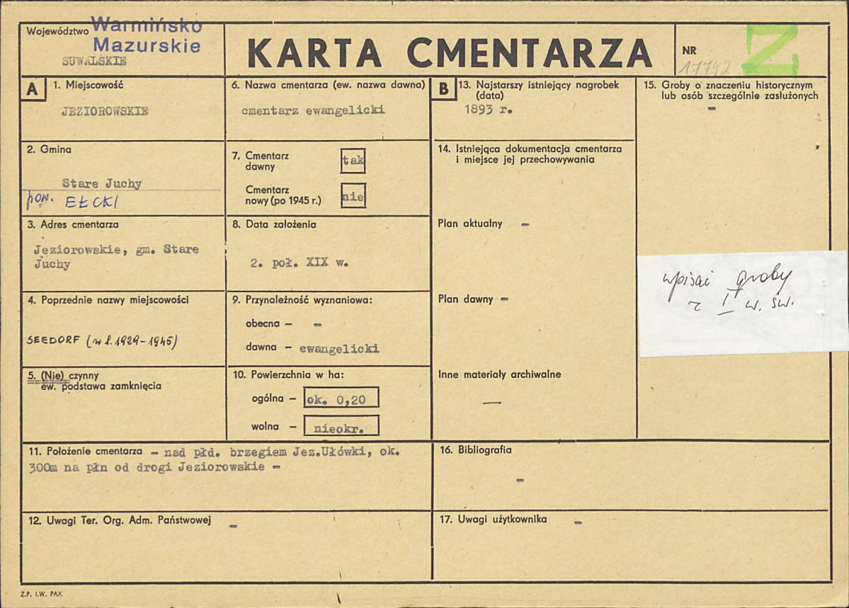 Karta cmentarza, skan nr 1