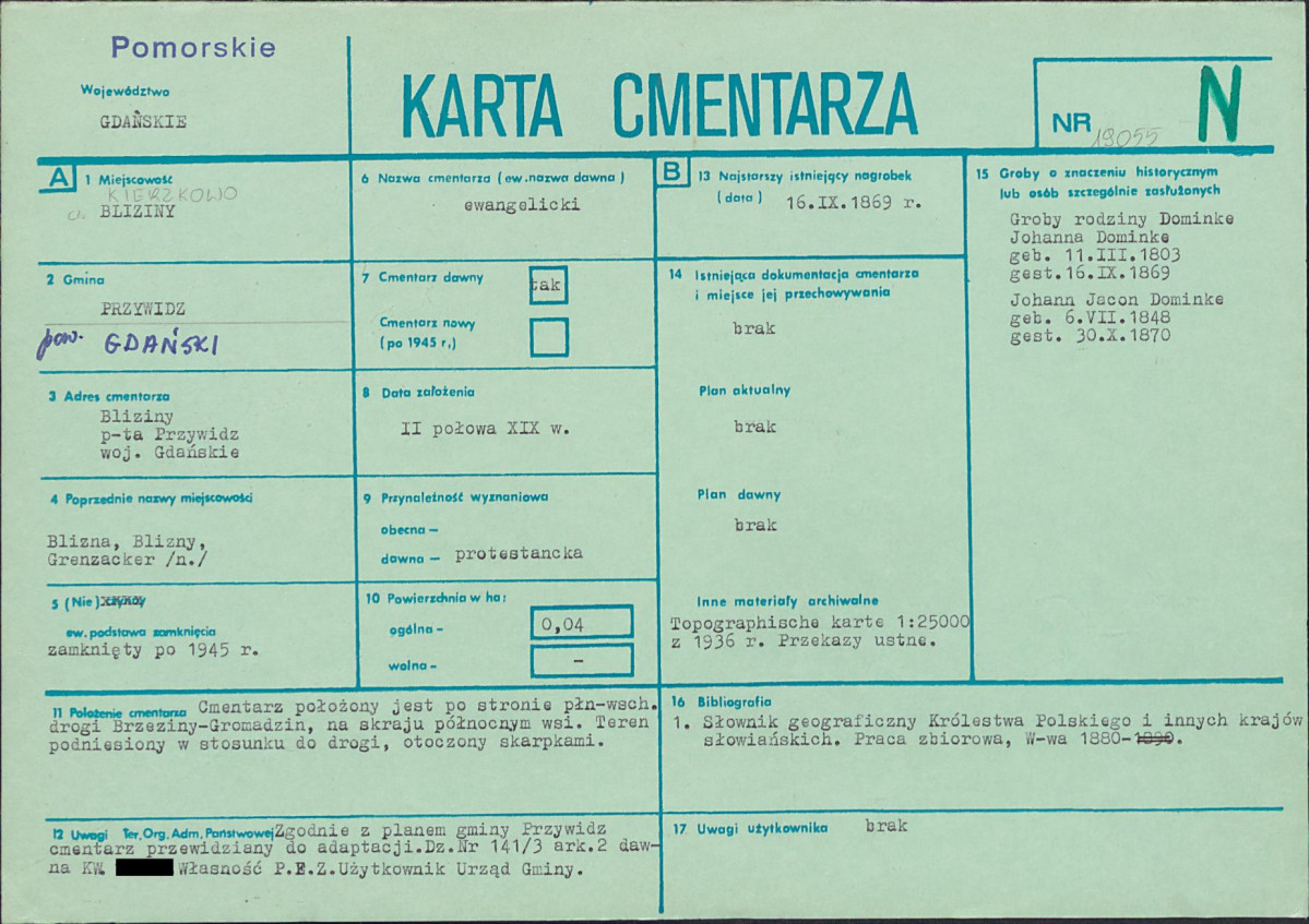 KC - Karta cmentarza, skan nr 1