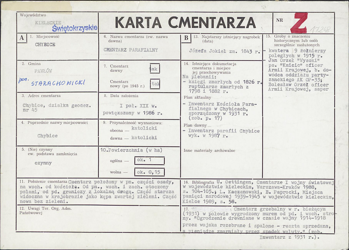 Karta cmentarza, skan nr 1