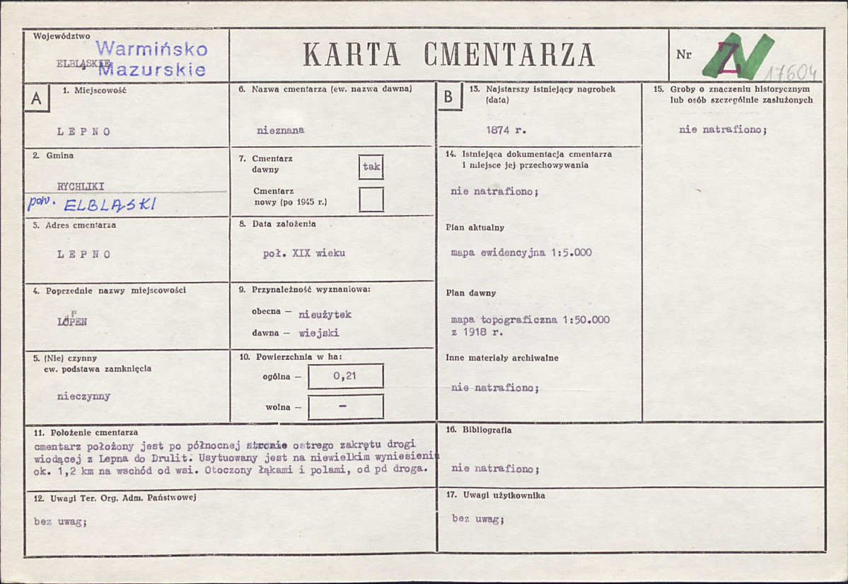 Karta cmentarza, skan nr 1