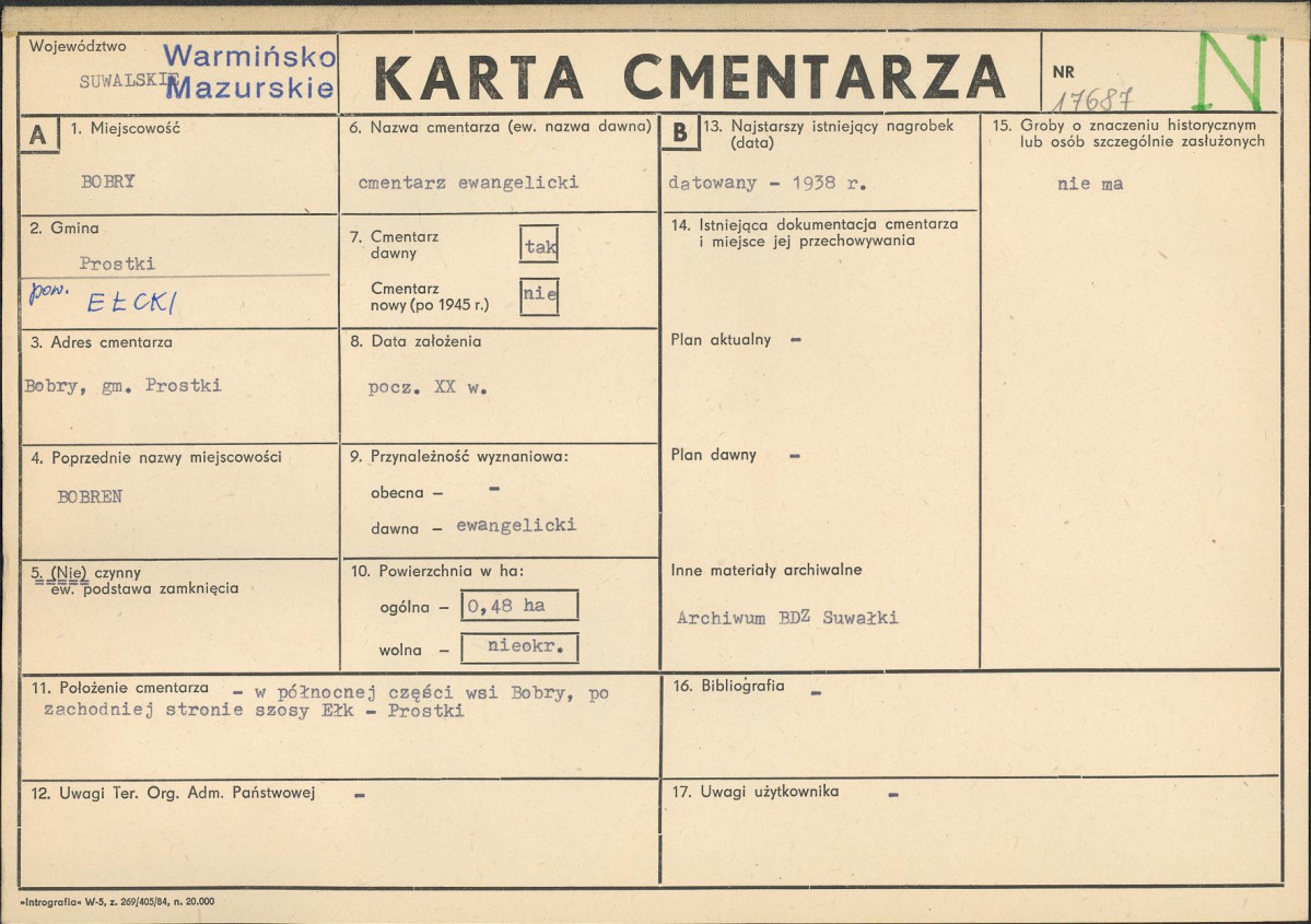 KC - Karta cmentarza, skan nr 1