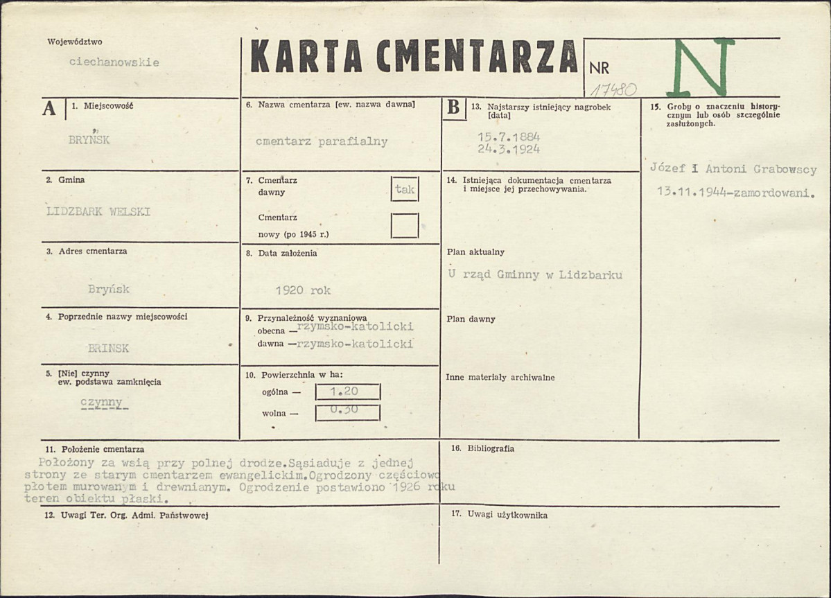 Karta cmentarza, skan nr 1