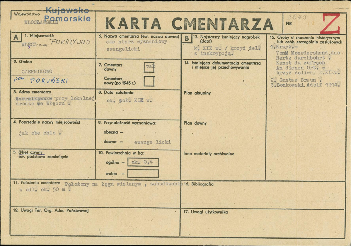 KC - Karta cmentarza, skan nr 1