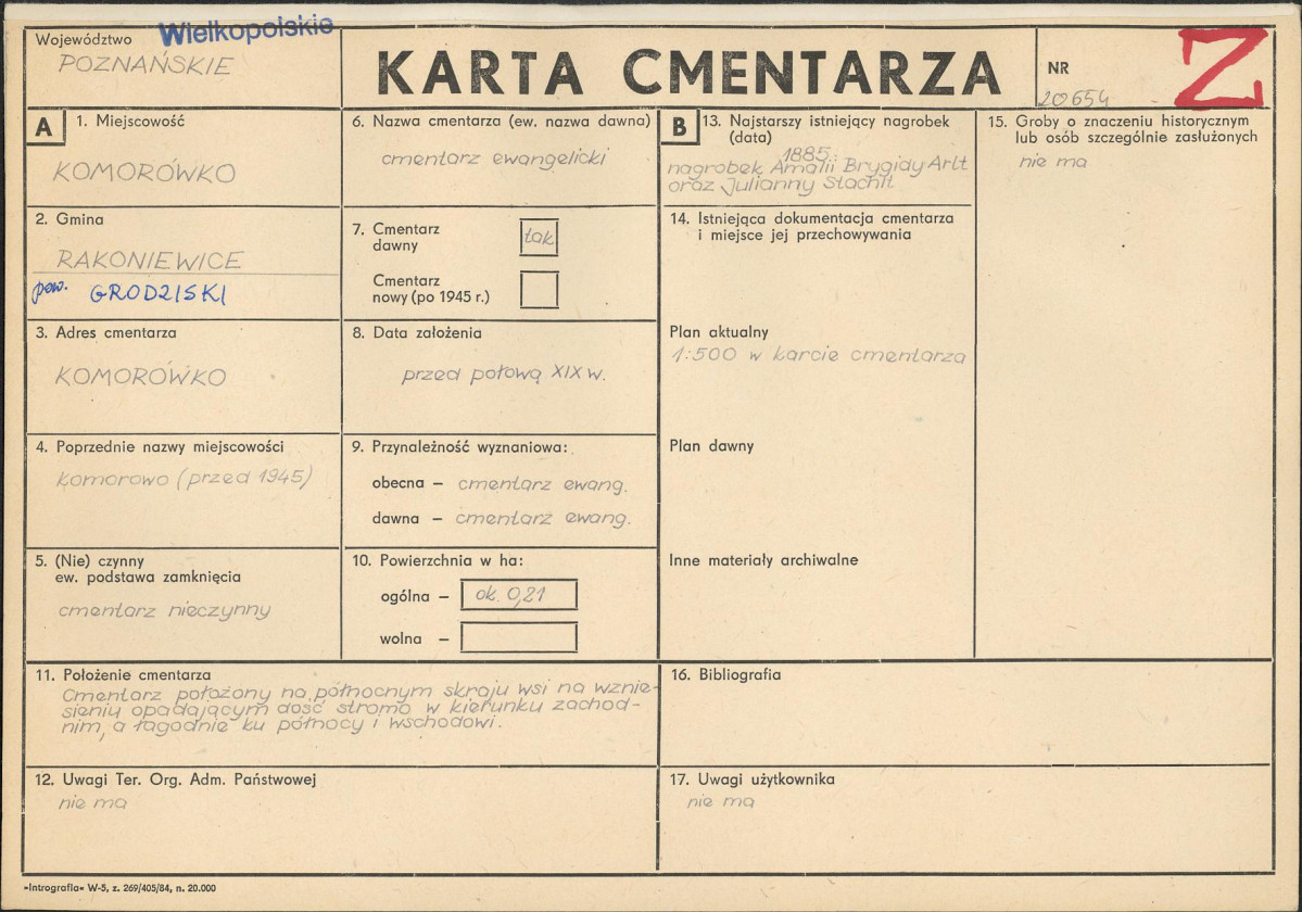 KC - Karta cmentarza, skan nr 1