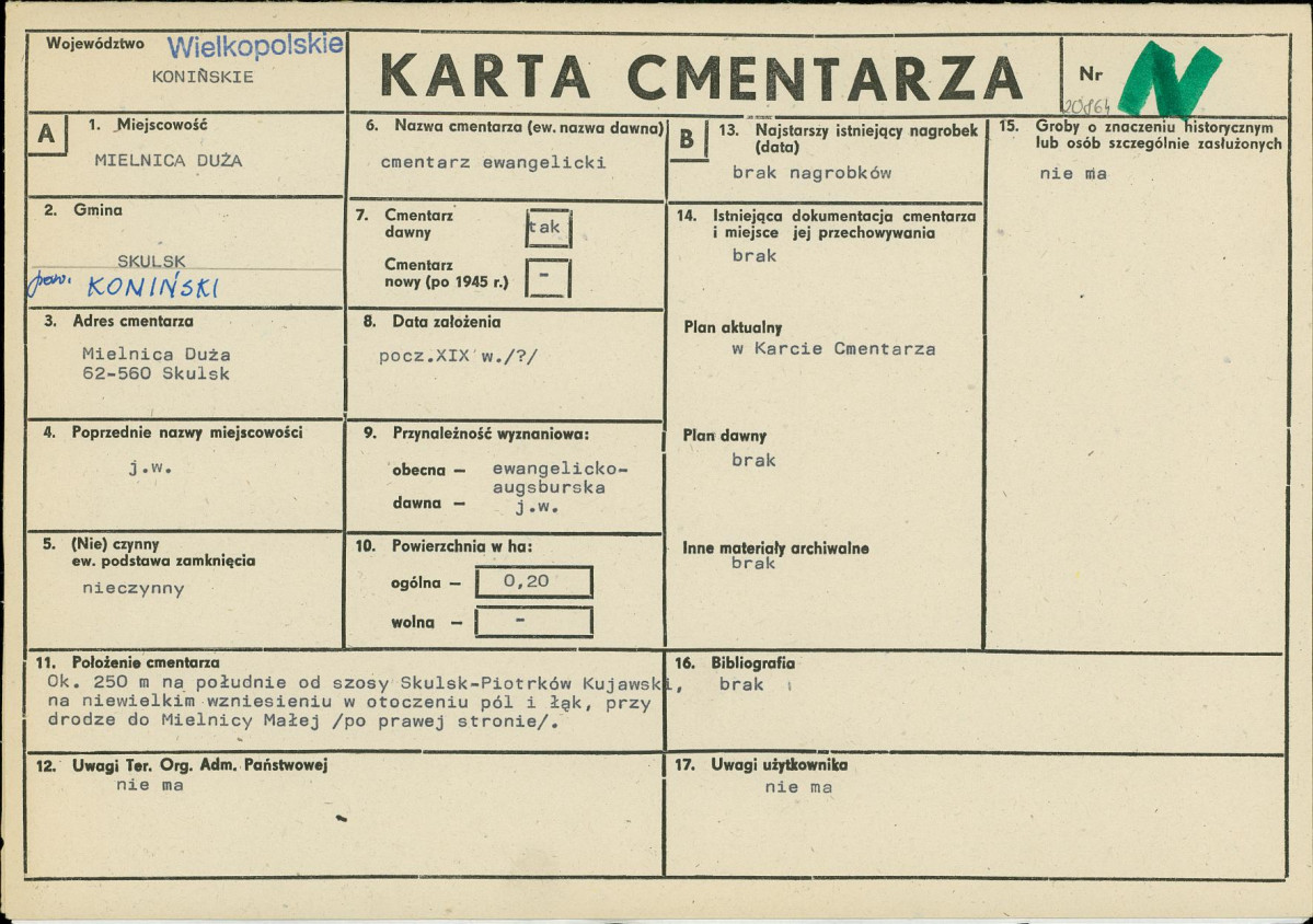 KC - Karta cmentarza, skan nr 1