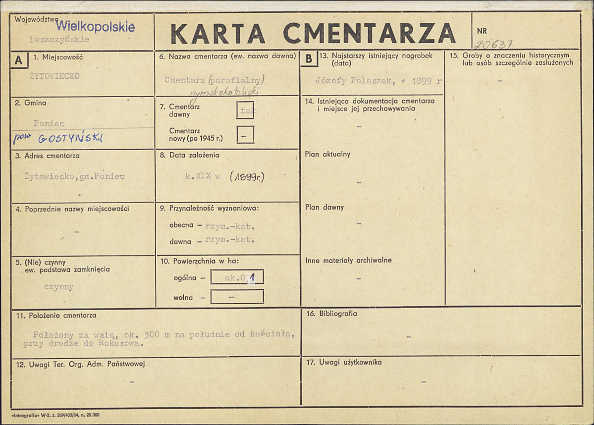 KC - Karta cmentarza, skan nr 1