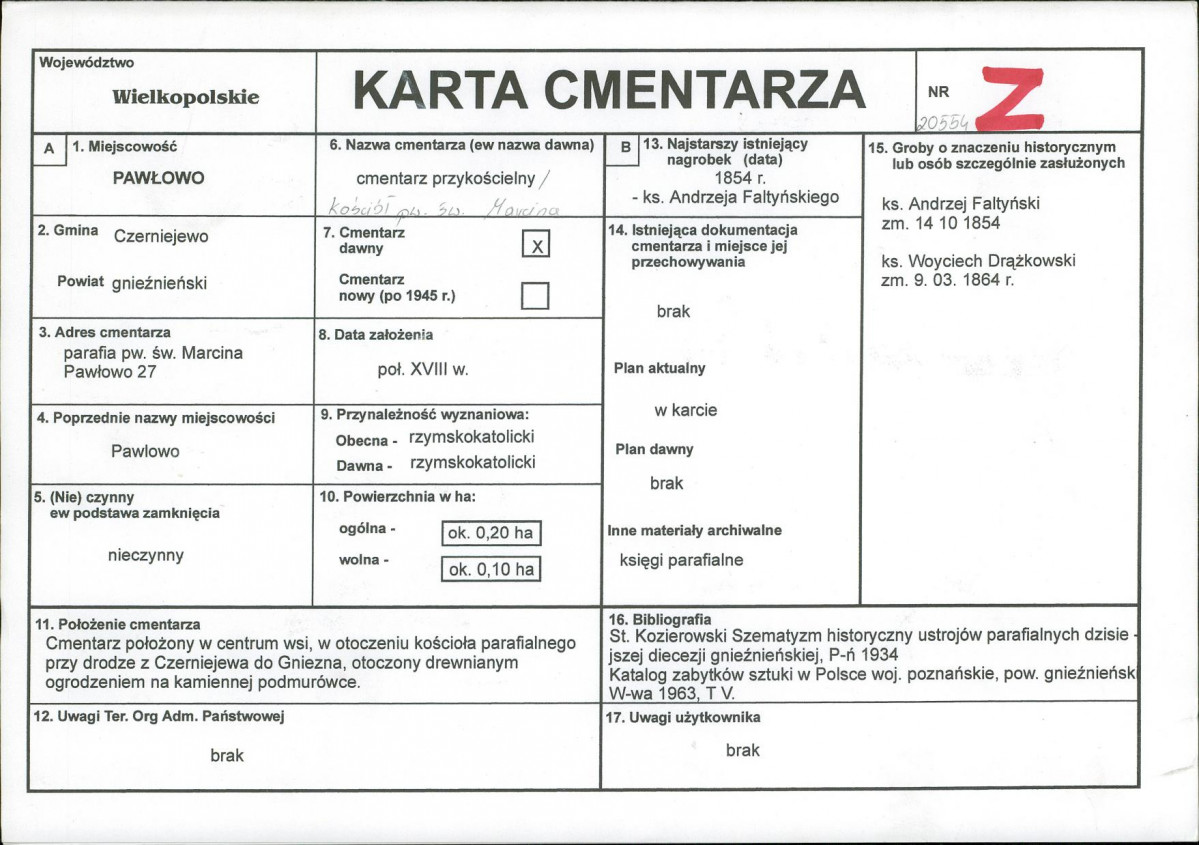 Karta cmentarza, skan nr 1