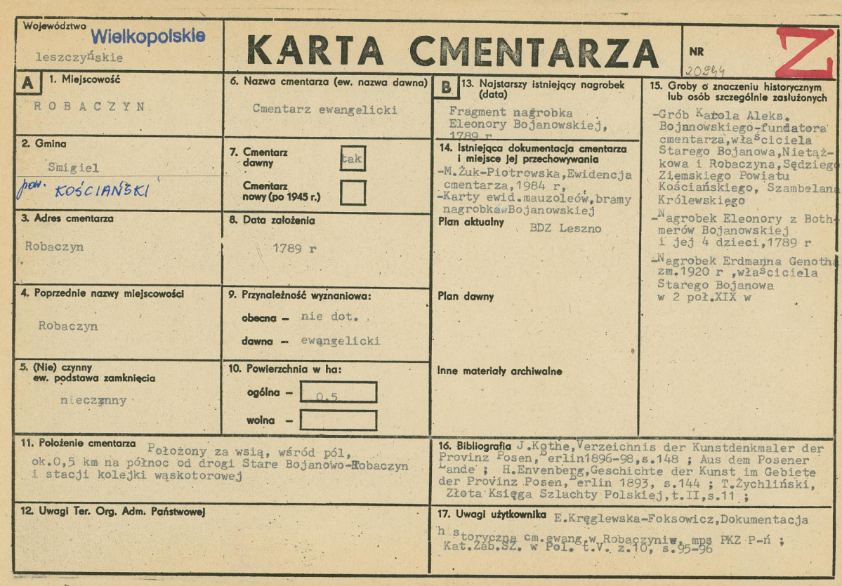 Karta cmentarza, skan nr 1