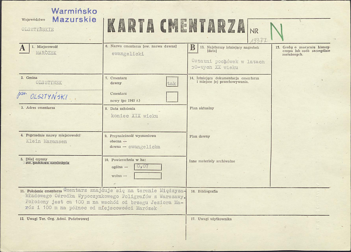 Karta cmentarza, skan nr 1