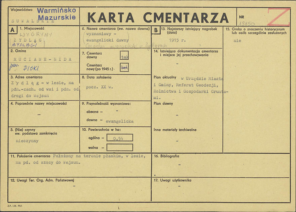 Karta cmentarza, skan nr 1