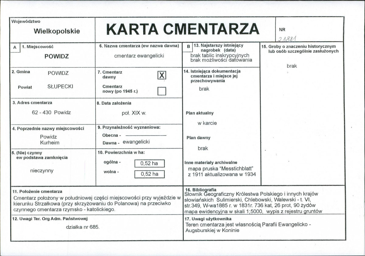 KC - Karta cmentarza, skan nr 1