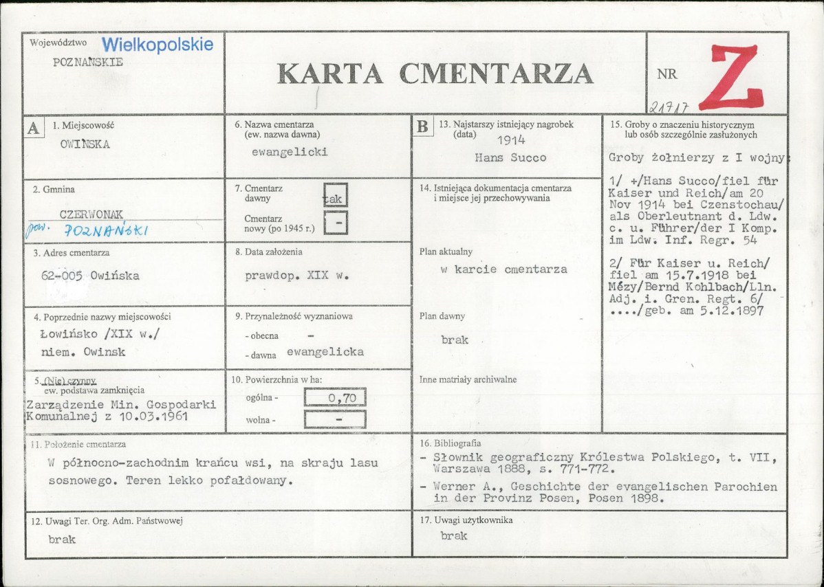 KC - Karta cmentarza, skan nr 1