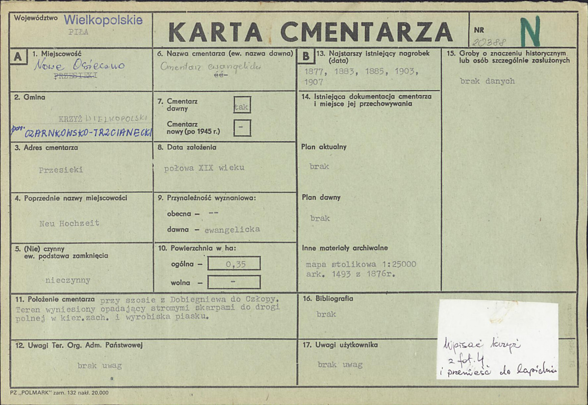 KC - Karta cmentarza, skan nr 1