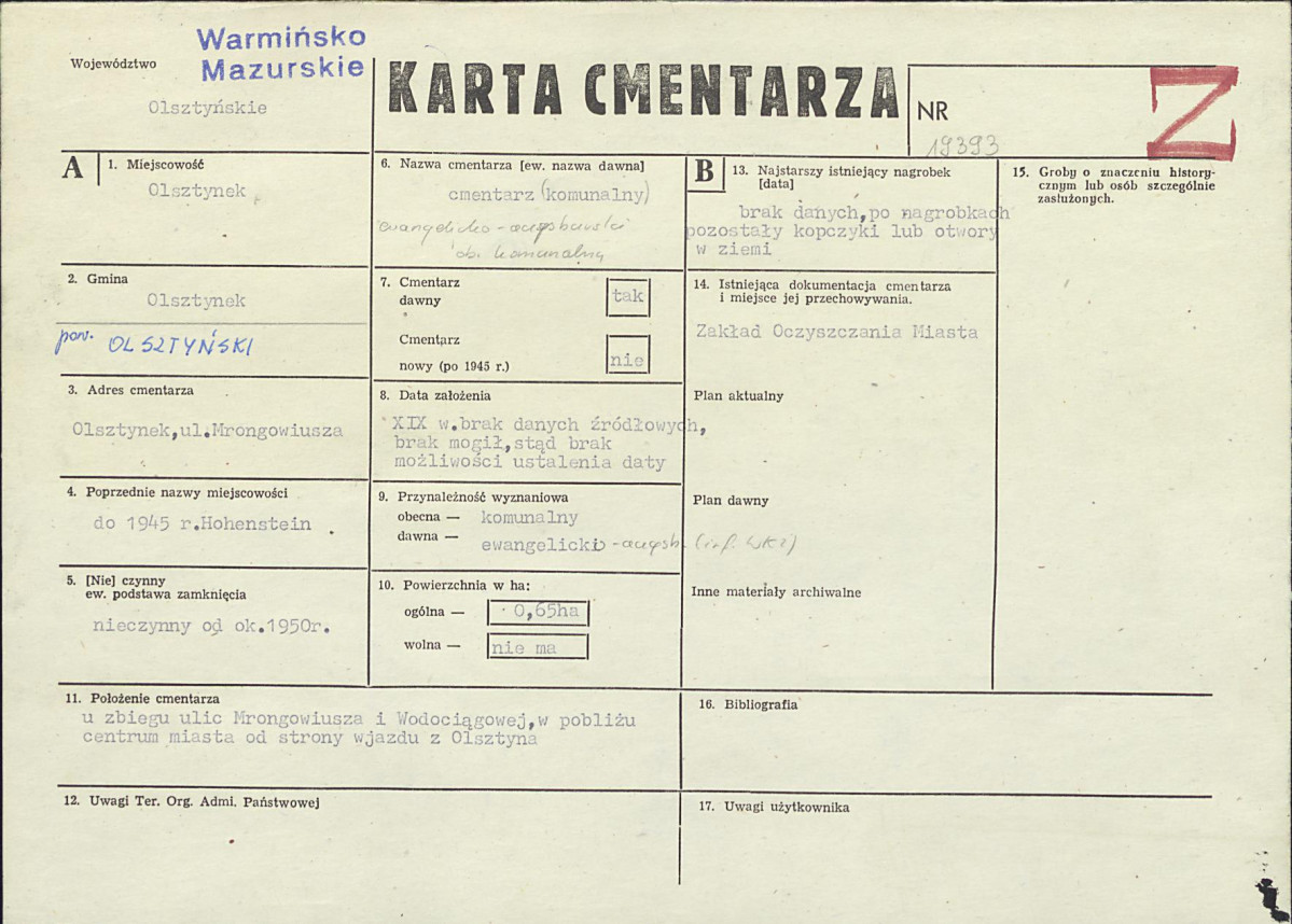 Karta cmentarza, skan nr 1