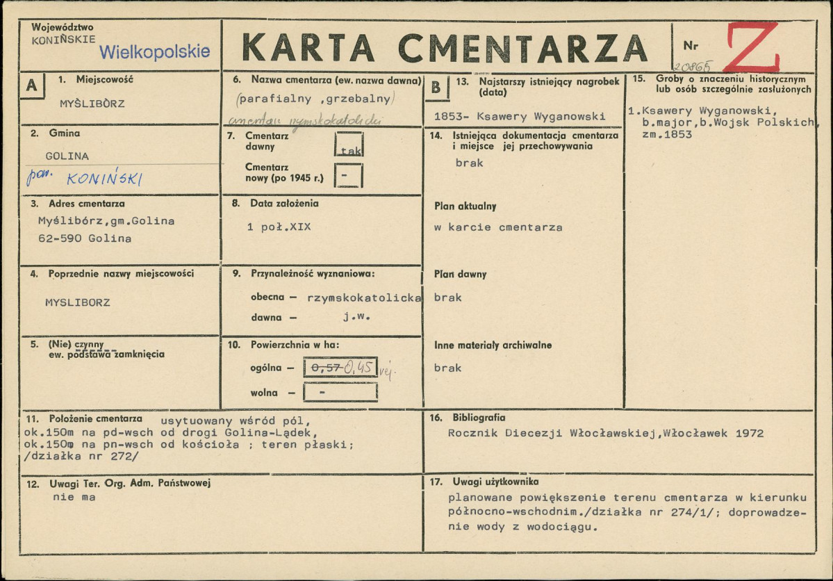 KC - Karta cmentarza, skan nr 1