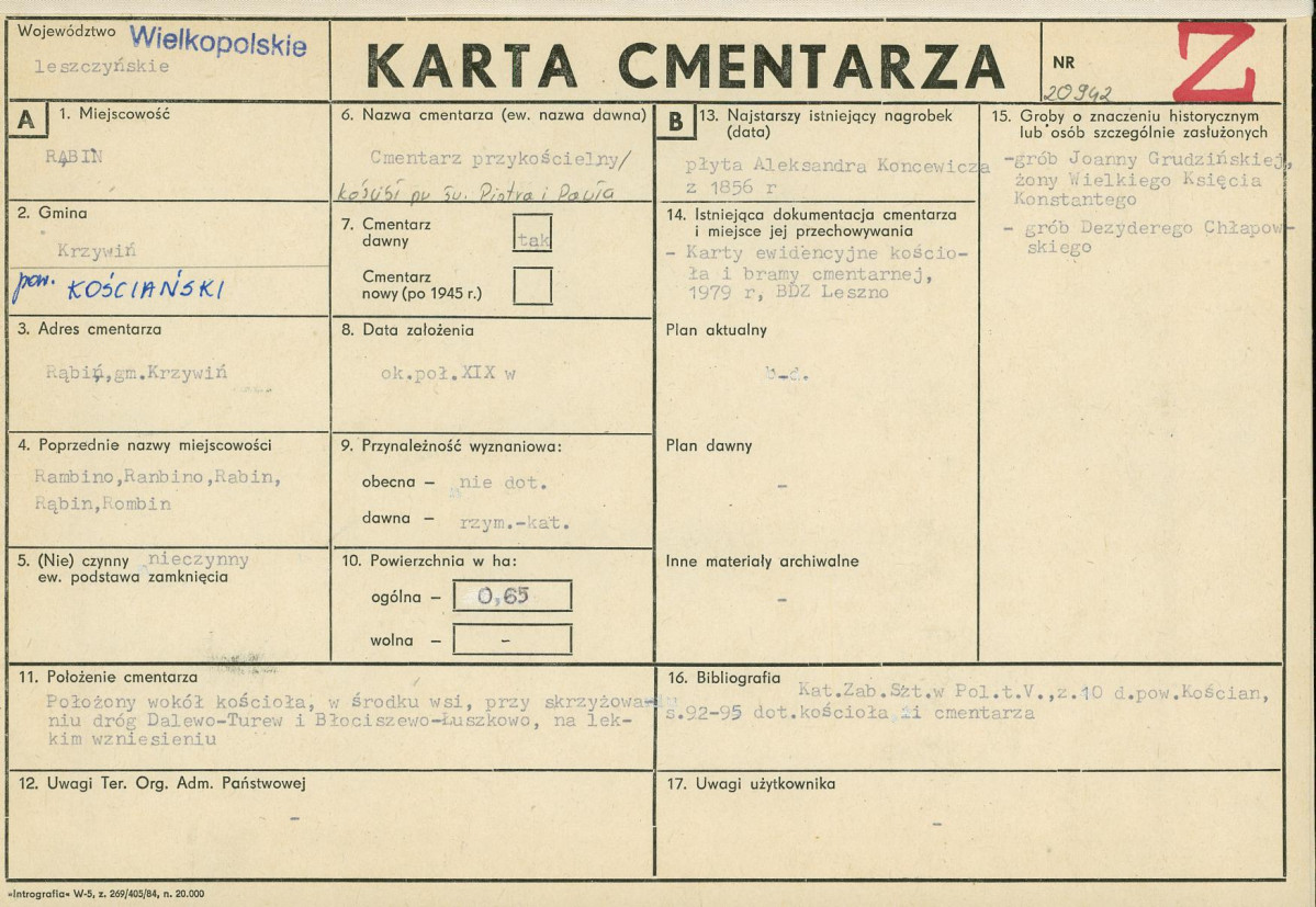 Karta cmentarza, skan nr 1